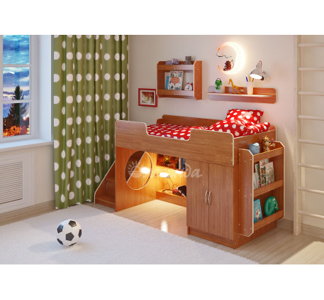 Кровать-чердак с игровой зоной Легенда-2.4 с лестницей ЛУ-02, спальное место 160х80 см